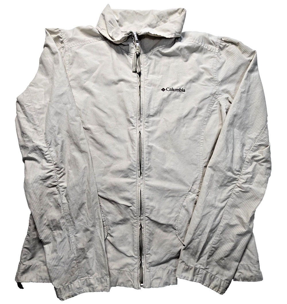 Columbia Womens Full Zip Jacket Size L Light Tan Beige Outdoor Windbreaker Coat